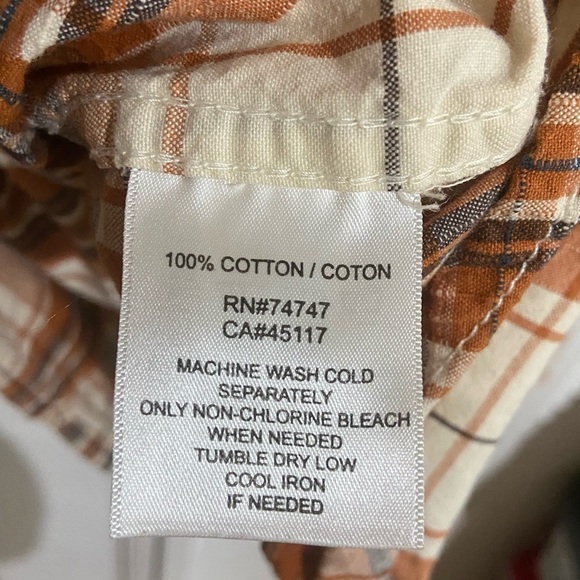 Red Head‎ Heavyweight Cotton Button Down Orange/Cream/Navy Shirt - Picture 4 of 6